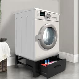 Wasmachine Verhoger met Lade - Wasmachine Sokkel - Verhoging Wasmachine - Praktisch - Stevig - Zwart — thumbnail 2