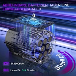 Stofzuiger 500 W draadloos - looptijd 80 min - touchscreen - anti-klitborstel - auto huis — thumbnail 2