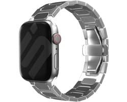 Strap-it Bullet titanium band - ultra licht smartwatch bandje - geschikt voor Apple Watch series 1/2/3/4/5/6/8/9/10/11/SE(2-3)/Ultra(2-3) - grote maten - 44mm / 45mm / 46mm / 49mm - zilver