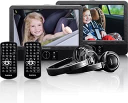 Lenco DVP-939 - 2x9" Portable DVD speler met USB,SD, ingebouwde batterij, 2x hoofdtelefoon en 2x bracket - Zwart — thumbnail 2
