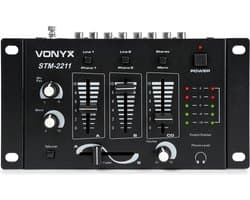 Mengpaneel - Vonyx STM-2211B 4-kanaals mengpaneel met 3x lijningang + microfoon ingang - Zwart