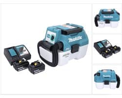 Makita DVC 750 LRT accustofzuiger LXT 18 V 67 mbar 7,5 l borstelloos + 2x accu 5,0 Ah + oplader