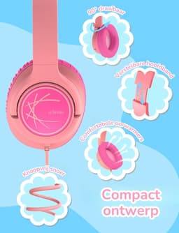 StayPowered Kinderheadset - Gehoorbescherming en Gemoedsrust Gecombineerd! - met Volumebegrenzing - Kristalhelder Stereogeluid - Draaibare Oorschelpen - Verstelbare Hoofdband - Compact Design - Roze - Levering Sneller dan Aangegeven! — thumbnail 2