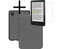 Hoes Geschikt voor Kobo Clara Colour Hoesje Bookcase Cover Hoes Met Screenprotector - Hoesje Geschikt voor Kobo Clara Colour Hoes Cover Case - Grijs