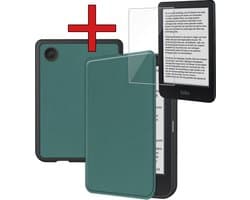 Hoes Geschikt voor Kobo Clara BW - Met Screenprotector - Luxe E-reader Bescherm Case - Hoesje Book Cover - Donkergroen
