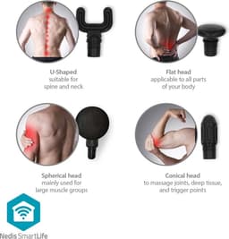 Nedis SmartLife Massage Gun – Draadloos – Mini Massage Pistool – 4 Opzetstukken – Spierherstel & Ontspanning – Oplaadbaar – Met Draag Tasje – Donkergrijs — thumbnail 5