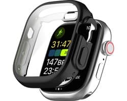 By Qubix - Apple Watch Ultra TPU case - Volledig beschermd - Zwart - Geschikt voor Apple Watch 49mm hoesje - screenprotector - Bescherming iWatch - Bescherm hoesje