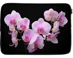 Laptophoes - Bloemen - Roze - Zwart - Orchidee - Plant - Laptop sleeve - Laptop hoes - Laptop - 14 Inch - Laptophoes met print