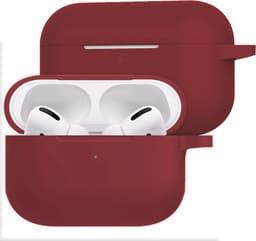 Hoesje Geschikt voor Apple AirPods Pro 2 - Siliconen Hoes met Clip - Silicone Case Cover - Wijnrood — thumbnail 1