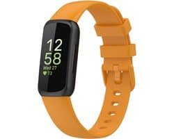Siliconen Smartwatch bandje - Geschikt voor Fitbit Inspire 3 siliconen bandje - oranje - Strap-it Horlogeband / Polsband / Armband - Maat: Maat S