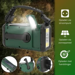 Nexvex® Pulse 2X Noodradio Powerbank 20000mAh - Solar Powerbank Zonneenergie - Noodpakket - Survival Kit Kamperen - Militaire Zaklamp LED Oplaadbaar - Draagbare Radio Wandelen - Leeslamp - Nood Kompas - Opwindbaar - Zonnepaneel - Noodrantsoen - Zwart — thumbnail 4
