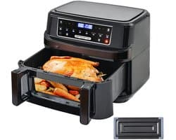 Mygroot - Airfryer - hete luchtfriteuse - enkel of dubbele kamers instelbaar - met Touchscreen - 8 programma's - kijkvenster