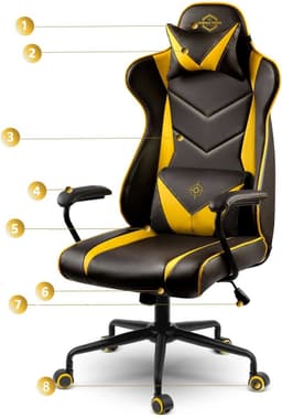 Ergonomische Bureaustoel Blitzcrank - Verstelbaar met Lendesteun - Zwart/Geel — thumbnail 3