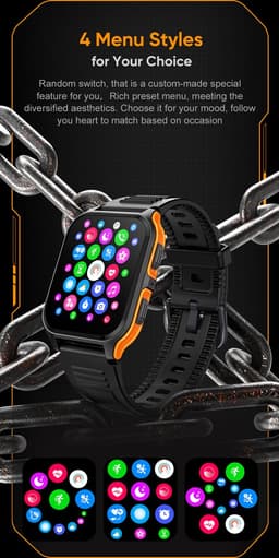 Knobbout 1.83" Outdoor Smartwatch – Sporthorloge - Bluetooth belfunctie - Sportgegevens, calorieën, bloeddruk monitoring– Slaapcoaching -7-10 dagen batterij-Android en iOS- Oranje — thumbnail 5