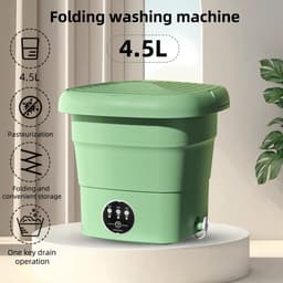 Draagbare Wasmachine - Mini Wasmachine met Centrifuge - Opvouwbare Wasmachine - 4,5 liter - Netstroom - Groen — thumbnail 1