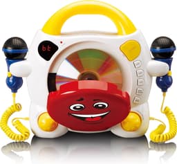 Lenco Karaokeset voor Kinderen – Draagbare CD-speler met Microfoons – Stickerblad om zelf te versieren — thumbnail 1