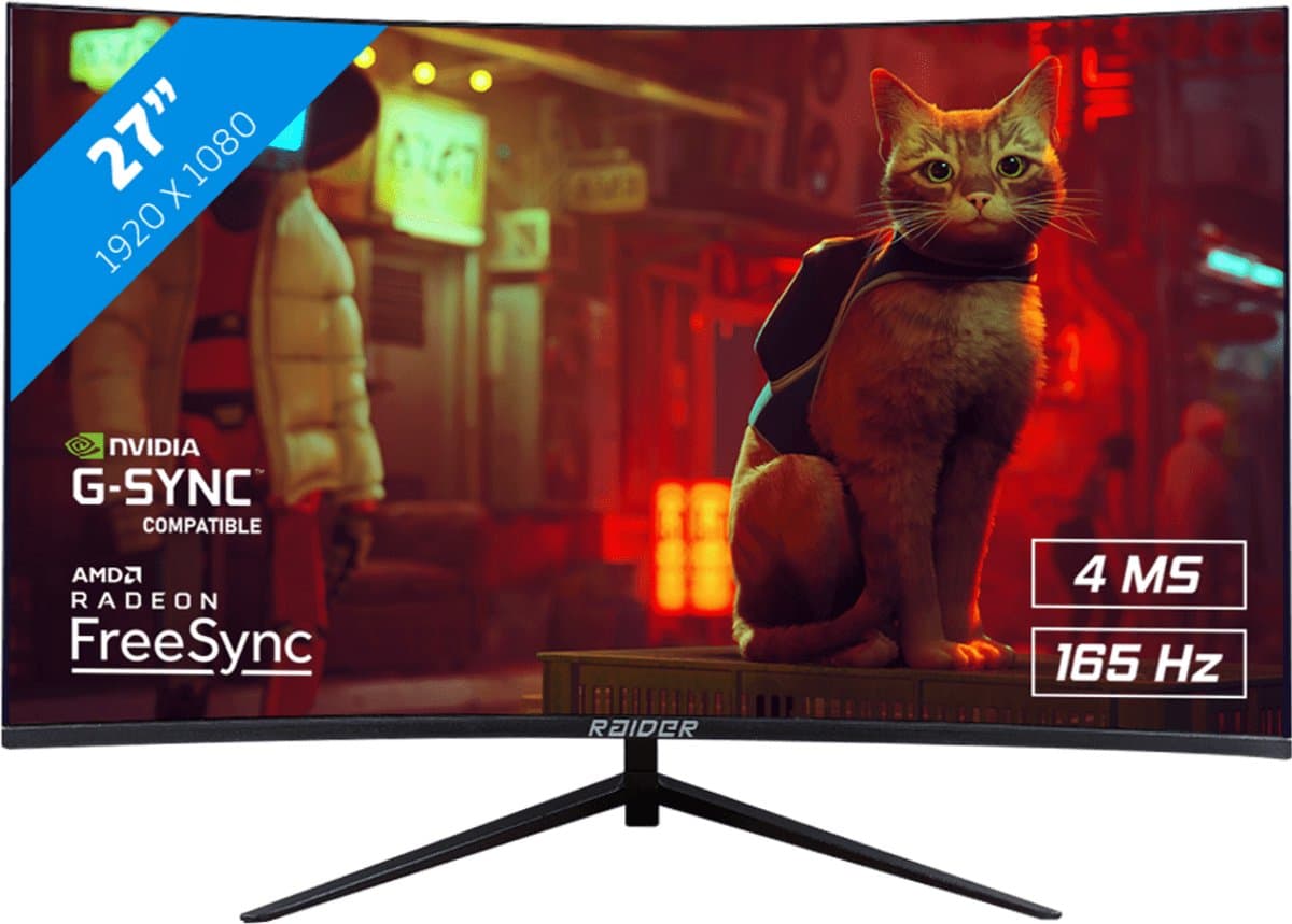 RAIDER Pro Gaming Monitor - FreeSync/G-Sync - 165Hz - Curved - 27 inch — afbeelding 1