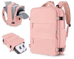 Somstyle Reis Rugzak - 45 x 36 x 20 CM - Handbagage Tas met Schoenenvak - Schooltas - Met USB-Oplaadpoort - Geschikt voor 14 Inch Laptop - Roze