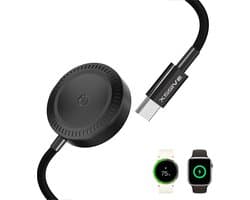 2 in 1 Draadloze Oplader geschikt voor Apple Watch 1 t/m 10 SE Ultra & Samsung Galaxy Watch 4 5 6 7 Oplaadkabel 1 Meter - Omkeerbaar Ontwerp - 1 Meter