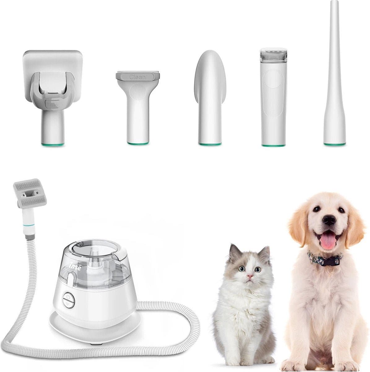 2 In 1 Elektrische Honden & Katten Trimmer & Borstel - Hondentrimmer - Kattentrimmer - Trim Tondeuse - Borstelfunctie - Incl Elektrische Afzuiger - Set Van 5 Verzorgingsmiddelen - 3 Verschillende Standen - Sterke Zuigkracht - — afbeelding 1