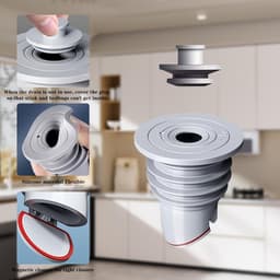 Wasmachine afvoerbuisafdichting slang 2 stuks grijs met siliconen dop — thumbnail 5