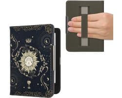 kwmobile e-reader hoesje geschikt voor Kobo Clara BW / Colour hoes - E reader flip case met magneetsluiting - Ereader cover - Tarotkaart design in donkerblauw / geel / zwart
