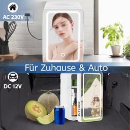 NETTLIFE Skincare Fridge - Mini Koelkast - Make-up Koelkast met Spiegel - Skincare Koelkast met LED Verlichting - Wit - Stil - Beauty Fridge - voor Auto | kamer - 6 Liter — thumbnail 5