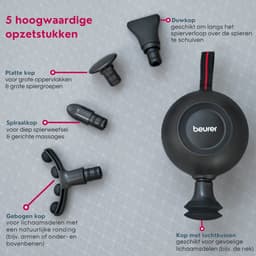 Beurer MG 101 SensorBoost Massage Gun – REVOLUTIONAIR ONTWERP – Ergonomisch rond - Druksensor - Stil en Compact – 5 Intensiteiten – 5 Opzetstukken – 3 Jaar Garantie — thumbnail 4