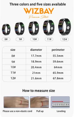 WizBay Premium Select® Smart Ring Color LED Rosé Goud - Maat 11 - Hartslag Slaap Zuurstof - Gesture - Multi Sport Modi — thumbnail 2