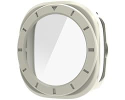 Watch case screenprotector - hoesje - gehard glas - geschikt voor Samsung Galaxy Watch Ultra (47 mm) - gebroken wit