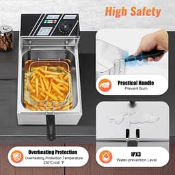 Friteuse - 6L – Frituurpannen - 2500W – Elektrische - RVS – Temperatuurregeling – Voor Thuis - en Horeca – Incl. Frituurmand - Lichtgrijs — thumbnail 2