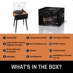 Lenco Bluetooth Platenspeler - 4 Ingebouwde Speakers - Platenspeler op poten - Lenco Expertise lijn - Platenspeler meubel - LS-570OK - Eikenhout — thumbnail 5