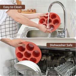 2 stuks - siliconen muffinvormen - bak mal - siliconen bakvorm - taart bakvorm - broodbakvorm - geschikt voor airfryer - anti aanbakvorm voor 7 cups - bakvorm voor muffins , cupcakes , taarten , brood - 20*20 cm - rood — thumbnail 4