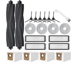 PolkaHome 21-delige Accessoireset geschikt voor Dreame L20 Ultra / L20 Ultra Complete, L30 Ultra / L30 Ultra Complete – Reserveonderdelen, accessoires: 2 hoofdborstels, 4 stofzakken, 6 zijborstels, 4 schoonmaakdoeken, 4 filters en 1 reinigingsborstel