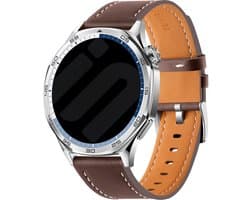 Strap-it Smartwatch bandje 22mm - leren 'one push' band geschikt voor Samsung Galaxy Watch 3 45mm - Polar Vantage M / Grit X - Huawei Watch GT 2/3/4/5 (Pro) - 46mm / OnePlus Watch - Xiaomi Watch S1 / S3 / S4 / Watch 2 (Pro) - donkerbruin