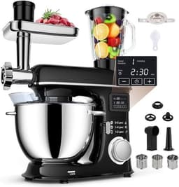 Keukenmixer - Bakmachine Beslagmaker - Veelzijdige Keukentaken - 7 Snelheden Digitale Display - 8 Liter Kom - Zilver — thumbnail 3