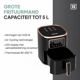 Heinrich's airfryer HFR 8216 zwart 5 L 1450 W vermogen touchbediening 6 automatische programma's — thumbnail 4