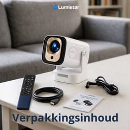 Lumistar® Horizon Mini Beamer - Full HD LED - Alles-in-één Smart TV Projector - 2026 model - Android 13.0 - WiFi 6 & Bluetooth 5.4 - 4k support - Beamer - Home Cinema - Wit — thumbnail 5