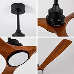 DESMIU Plafondventilator – 152 Cm Met Verlichting – Hout En Metaal – Walnoot Zwart – Afstandsbediening Met Zes Snelheden — thumbnail 2