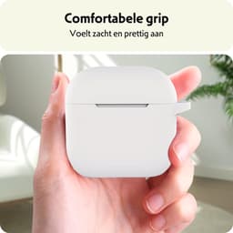 Hoesje Geschikt voor Apple AirPods 5 - Siliconen Hoes met Clip - Silicone Case Cover - Wit — thumbnail 4