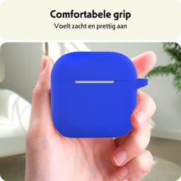 Hoesje Geschikt voor Apple AirPods 5 - Siliconen Hoes met Clip - Silicone Case Cover - Blauw — thumbnail 4
