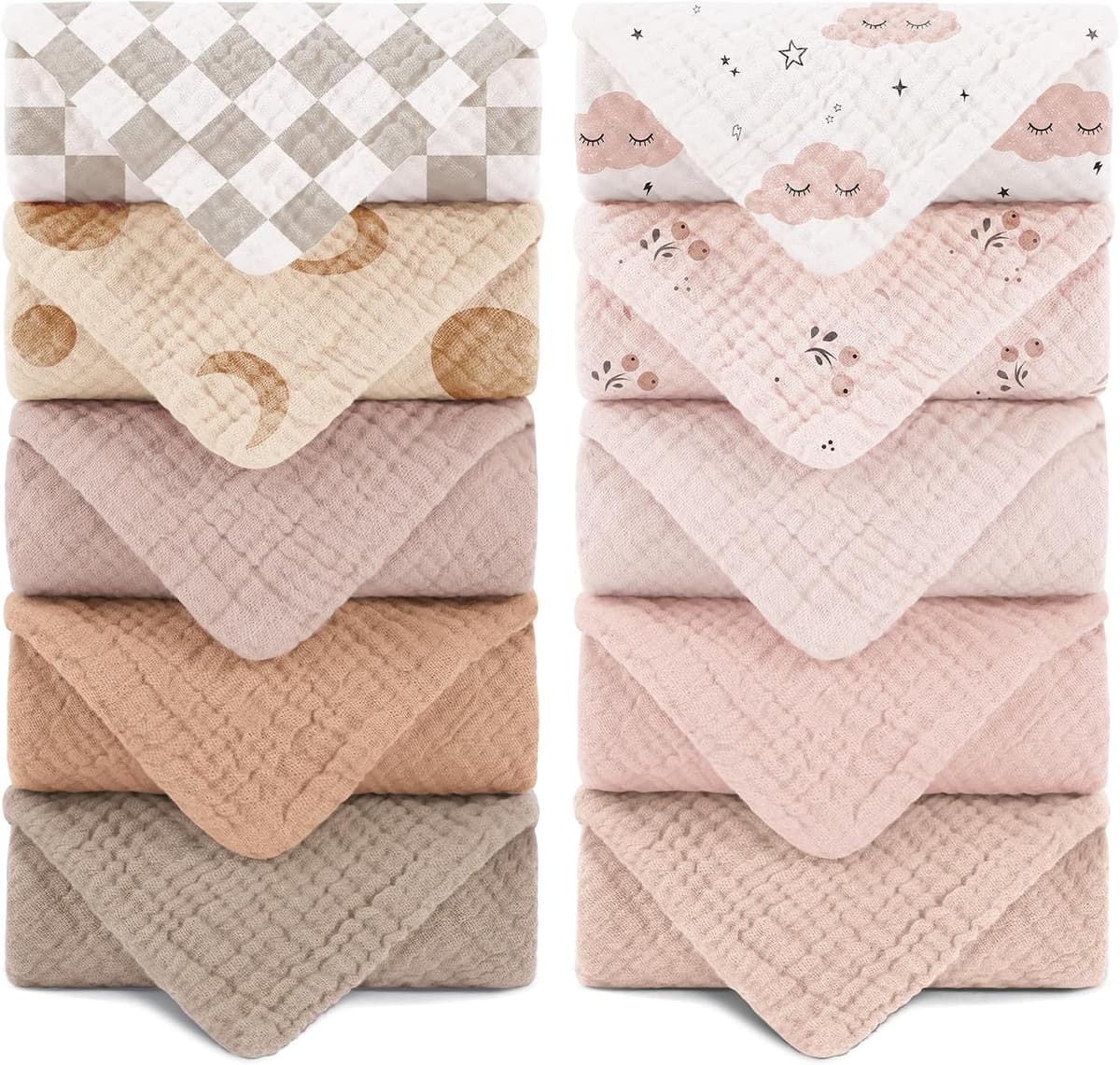 Muslin Spuugdoeken, 25x25 cm, 10 stuks — afbeelding 1