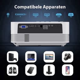 Beamer Draagbaar - 1920 x 1080 Full HD WiFi Bluetooth - 8000 Lumen LCD LED - Voor Thuisbioscoop En Entertainment — thumbnail 5