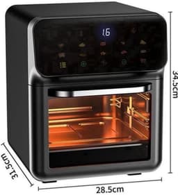 Heteluchtfriteuse – Airfryer - Airfryer Oven - 10L - 1350W - 360° Circulatie - 80°C tot 230°C - Airfryer Zonder Olie - Touchscreen - Kijkvenster - Automatisch Uitschakelen - Zwart — thumbnail 4
