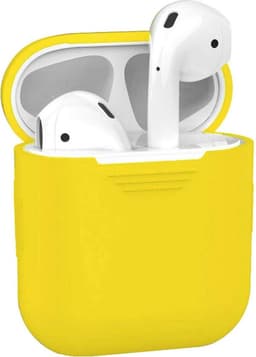 Hoesje - Geschikt voor Apple Airpods 2 - Siliconen Hoes met Clip - Silicone Case Cover - Geel — thumbnail 1