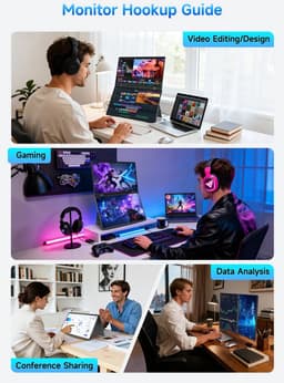 ITRONIQ Dubbele Draagbare Monitor 15,6 Inch - 2x Full HD 1080P IPS - Opvouwbaar Scherm - USB-C - Voor Laptop en PC - Zwart — thumbnail 3