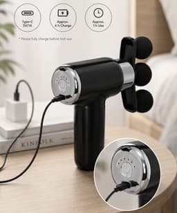 MDHL Massage Gun - Fascial Gun - Massage Gun mini - Incl. 9 opzetstukken - Massage Apparaat - Spier massage - Spierherstel en Relax massage - Draadloos - Oranje/Zwart — thumbnail 5