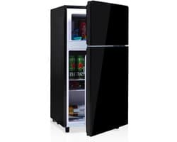 72L mini-koelkast, zwarte glazen deur, 39 dB, 7-fasen temperatuurregeling, LED-verlichting, R600-koelmiddel, directe koeling, geschikt voor keuken, woonkamer, camper en kantoor in 12.120KWH/Annum