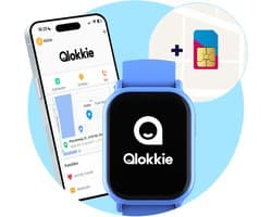 Qlokkie Kiddo Mini - GPS horloge kind - Smartwatch kinderen - GPS tracker kind met nauwkeurige locatiebepaling - GPS horloge kind met simkaart - Stel veilige zones in - SOS functie - Blauw