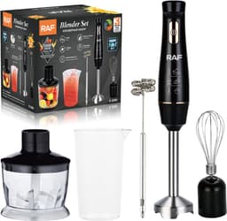 RAF - Staafmixer Set - 5-in-1 - Hand Blender - Elektrische Handmixer - Klopper - Staafmixer - BPA-vrij - Extreem Krachtig - Hakmolen - Garde - Maatbeker - Mengstaaf - Ook voor IJsklontjes - Complete Set - Melkopschuimer - Foodprocessor — thumbnail 1